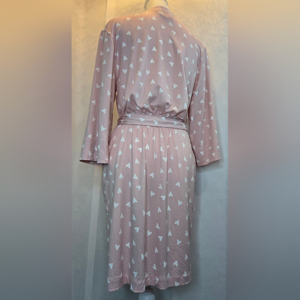 Star & Skye By: Pj Salvage Pink Heart Print Women's Robe - Picture 12 of 12
